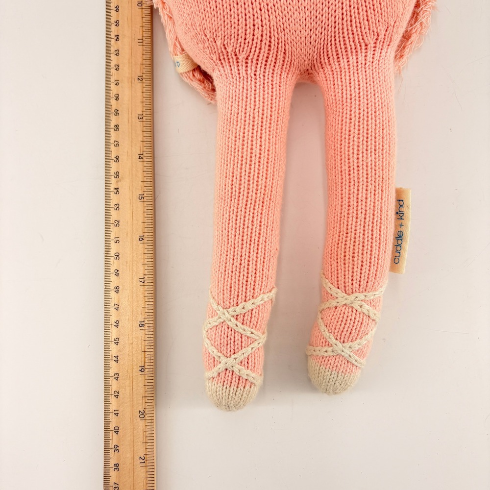 Cuddle + Kind Penelope the Flamingo Hand Knit Doll Pink Floral Crown 20" Large - Picture 6 of 8